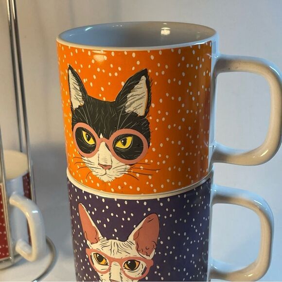 Stacking kitty cat Swifty mugs in stainless steel mug holder - Picture 9 of 16